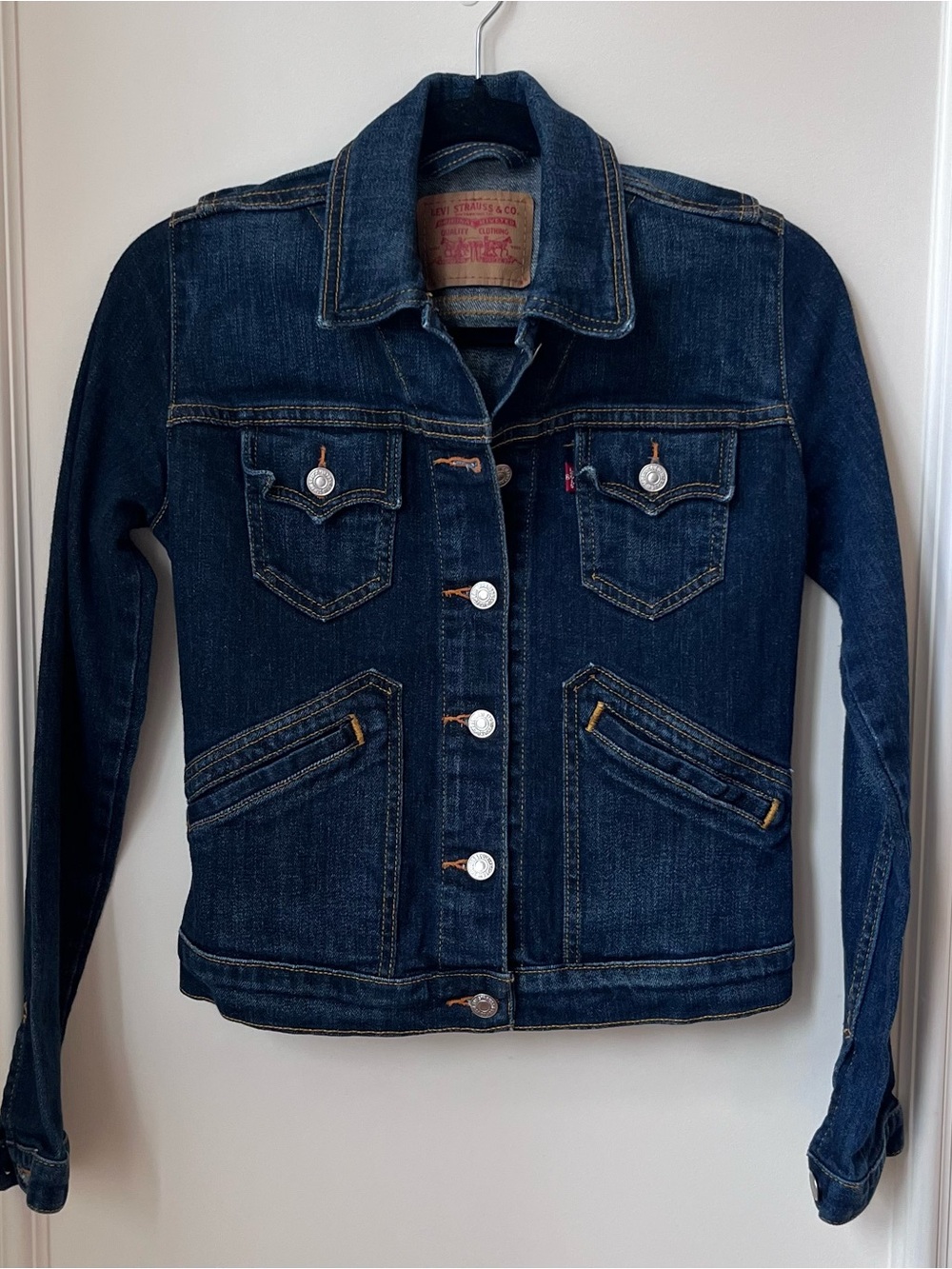 Levi's Vintage Y2K Cropped Fitted Denim Trucker Jacket Size XS